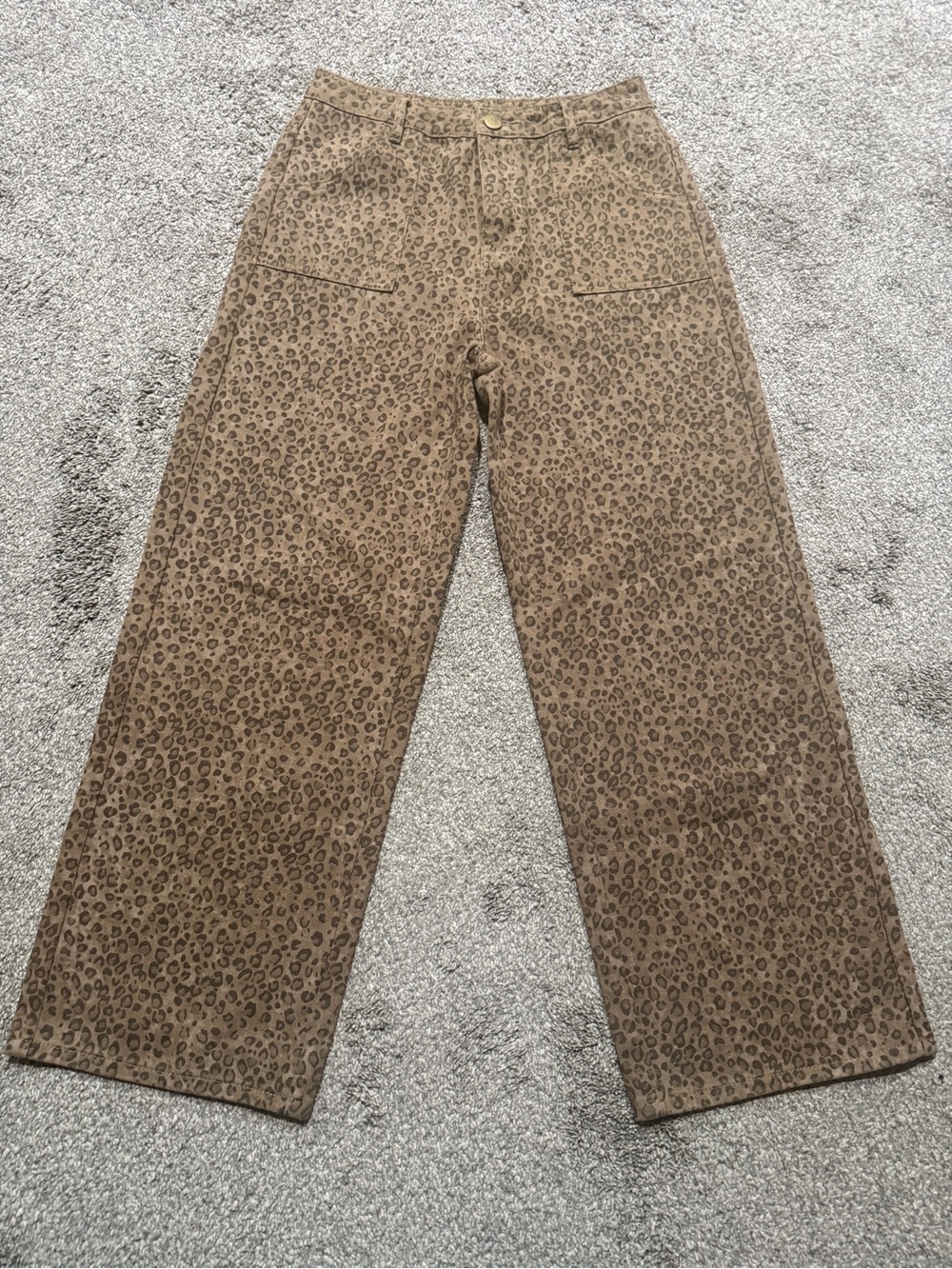 Altar'd State Brown Leopard Print Straight Leg Pants